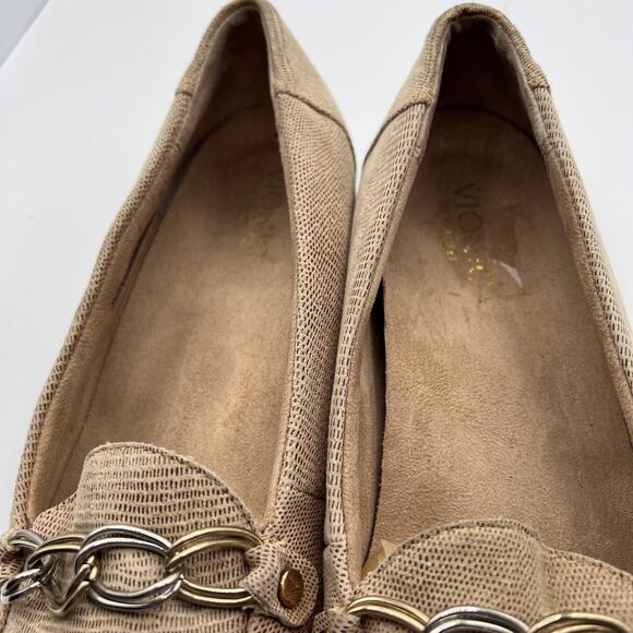 Vionic Orthaheel Alda Womens 10 Beige Saddle Lizard Print Leather Loafers Tan - Picture 9 of 11